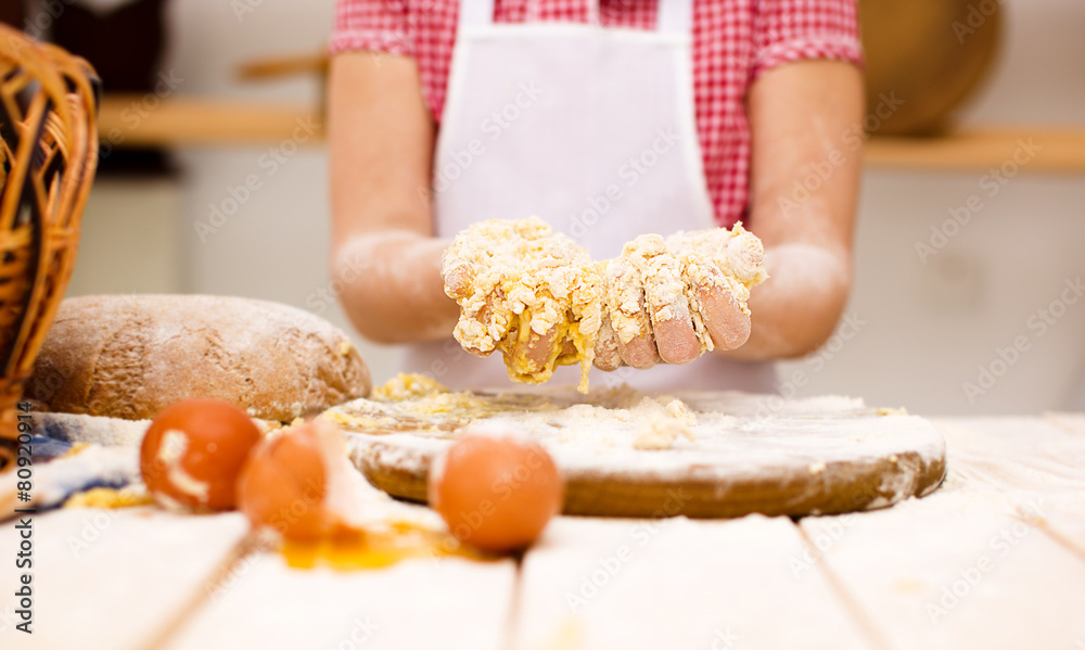 Girl making bread Girl making bread