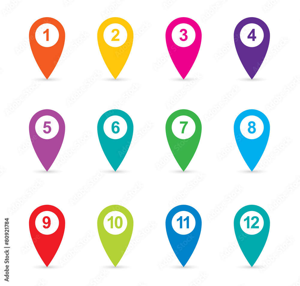 set of colorful map pointers, map pin icons set of colorful map pointers, map pin icons