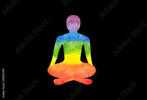 Contour of man in the yoga pose.Vector illustration.