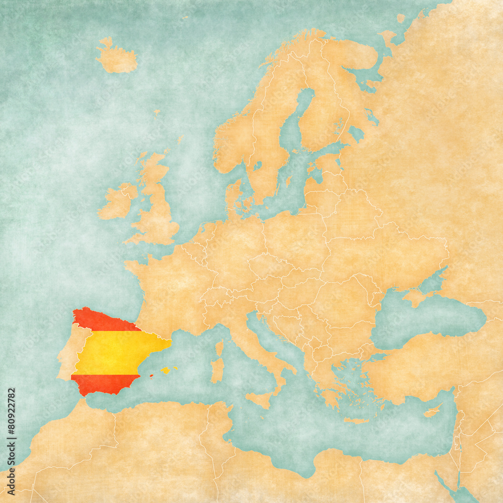 Map of Europe - Spain (Vintage Series)