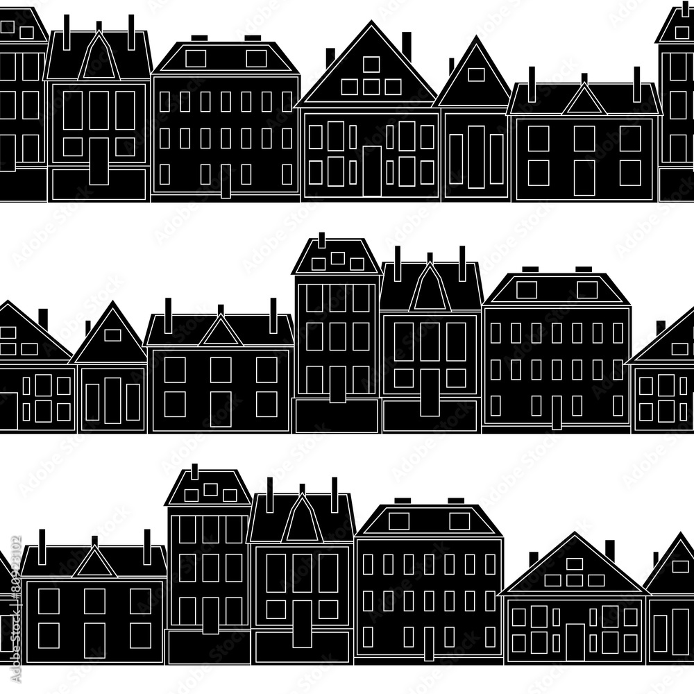 Houses Vector seamless pattern vintage