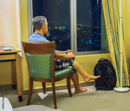 Tourist looks of the rooms at night Bangkok photo