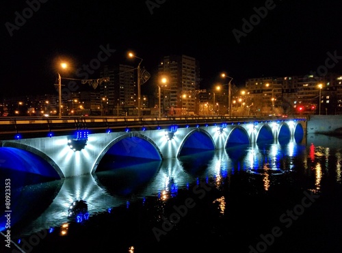 Chelyabinsk city bridge at night