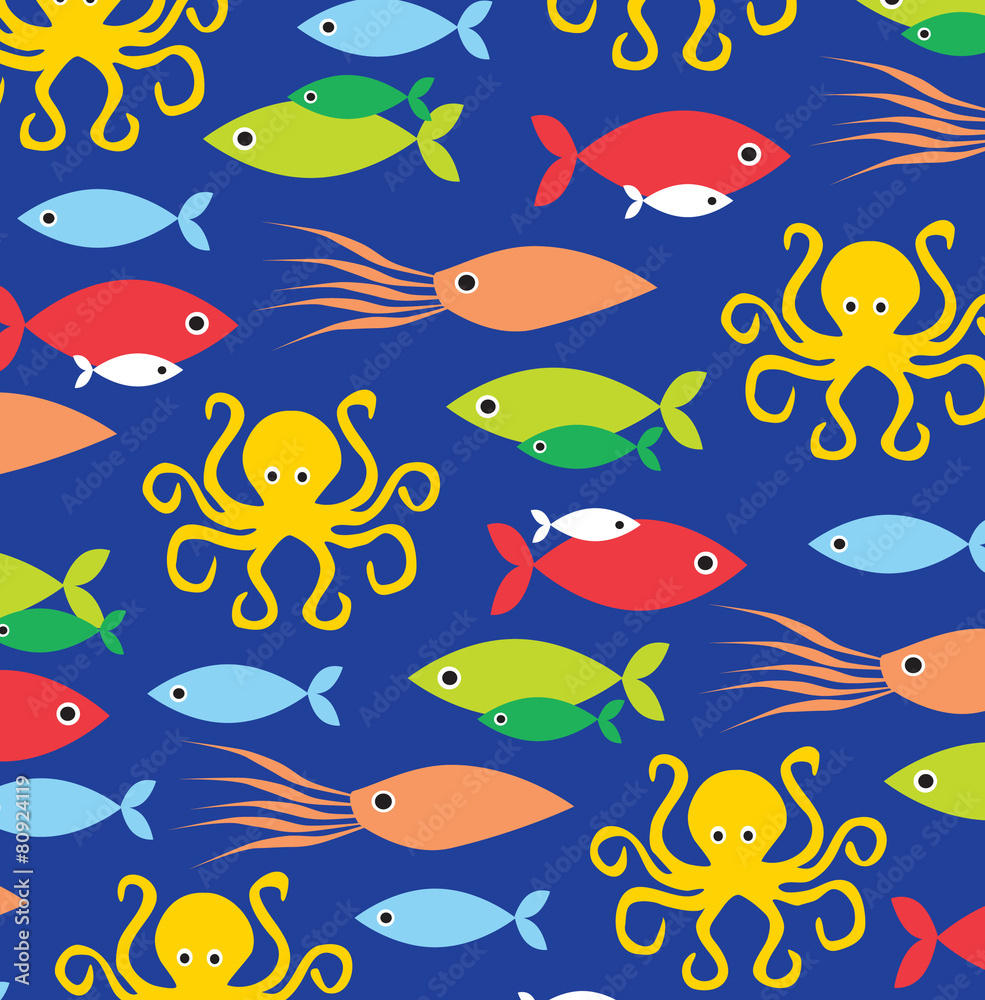 Naklejka premium squid and octopus