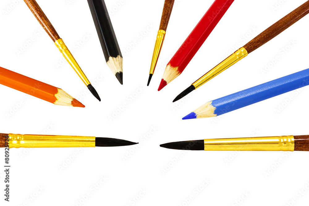 Brushes with pencils