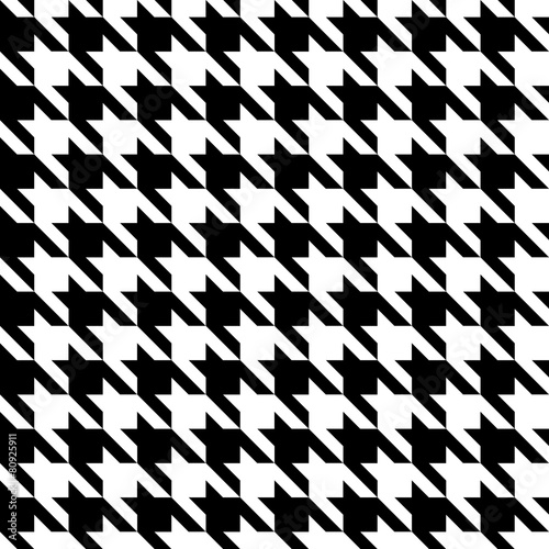 Black & White Houndstooth Check Fabric Pattern Texture Stock Vector