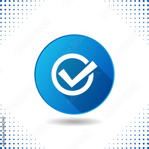 Tick icon on blue button