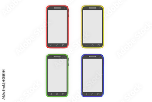 4 multicolored smartphones