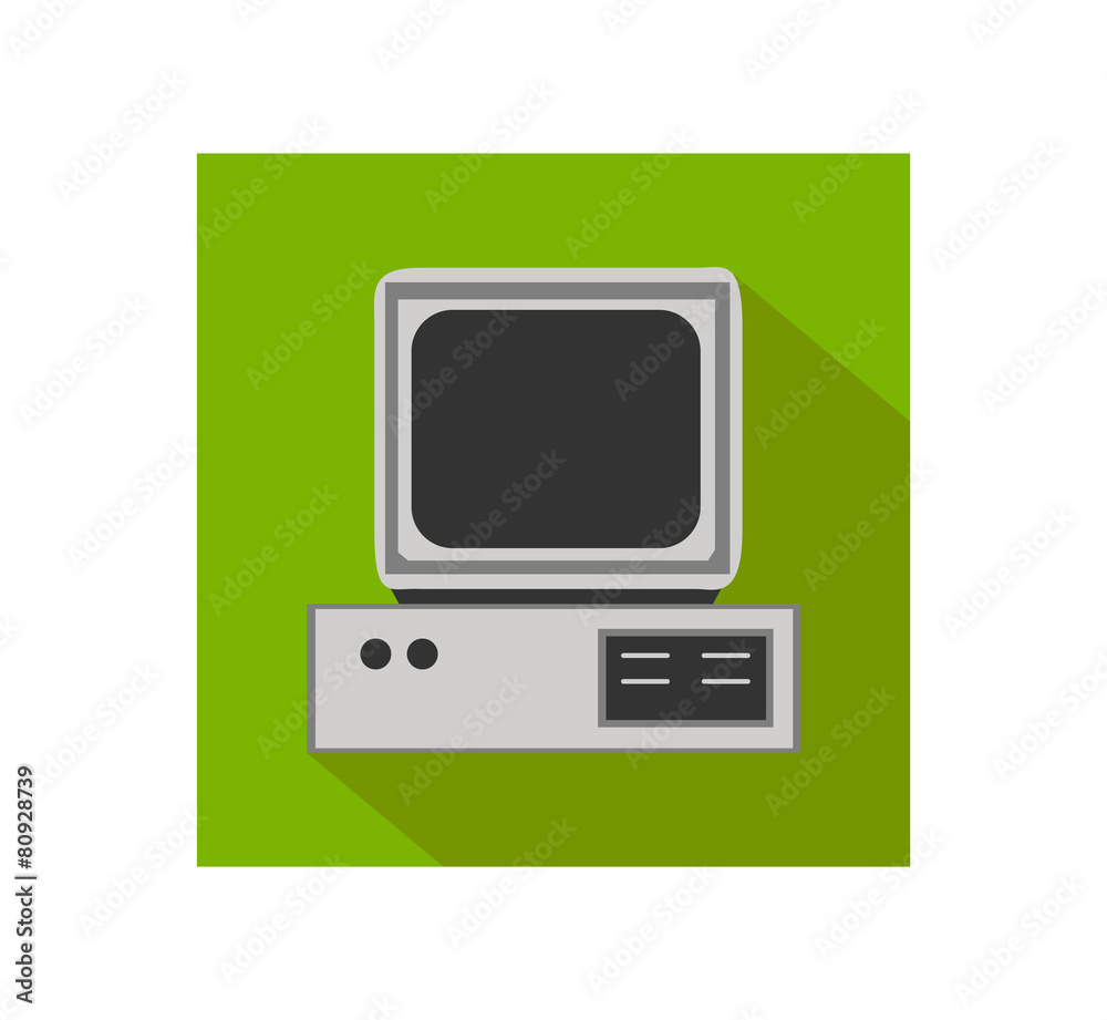 Retro computer flat icon Retro computer flat icon