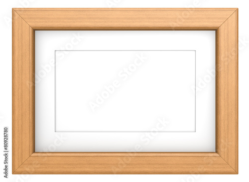 Wooden picture frame with Passepartout. Teak, isolated. photo