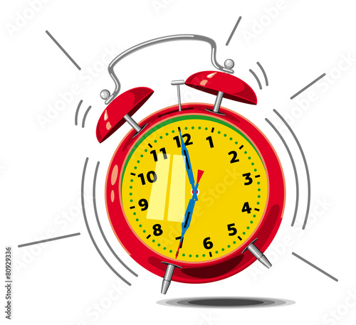 Red alarm clock ringing