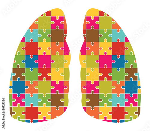 Human Lungs Jigsaw Puzzle Pieces Abstract Vector