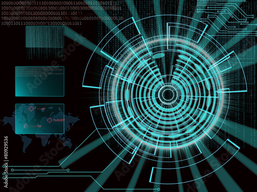 rendering of a futuristic cyber background target with laser lig
