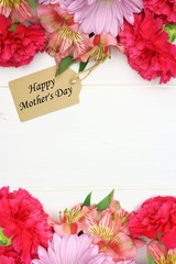 Happy Mother's Day gift tag with flower double border