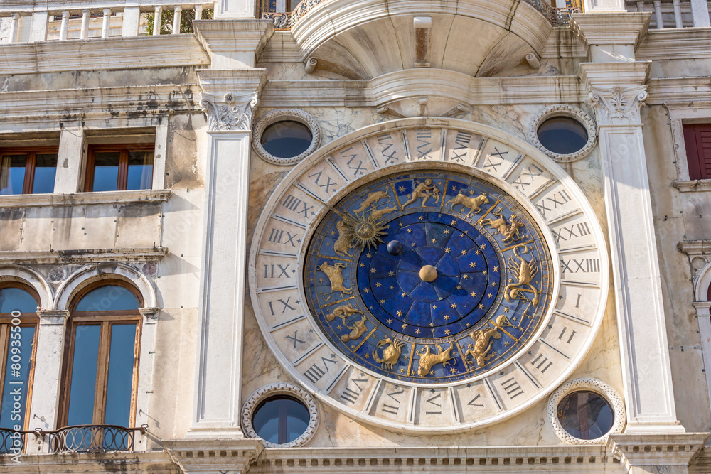 Astronomical clock in square San Marco, Venice, Italy.