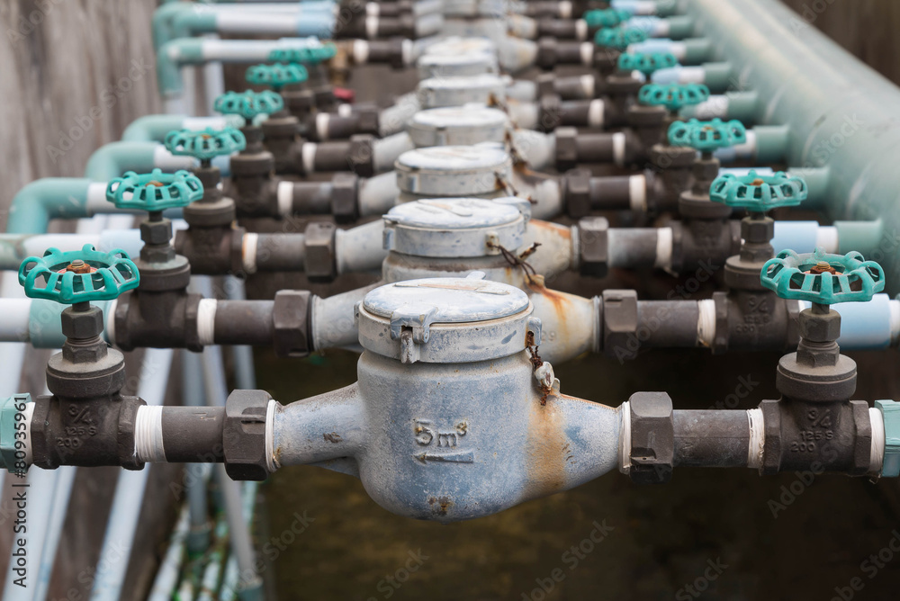 Old household water pipe valve,Front view.