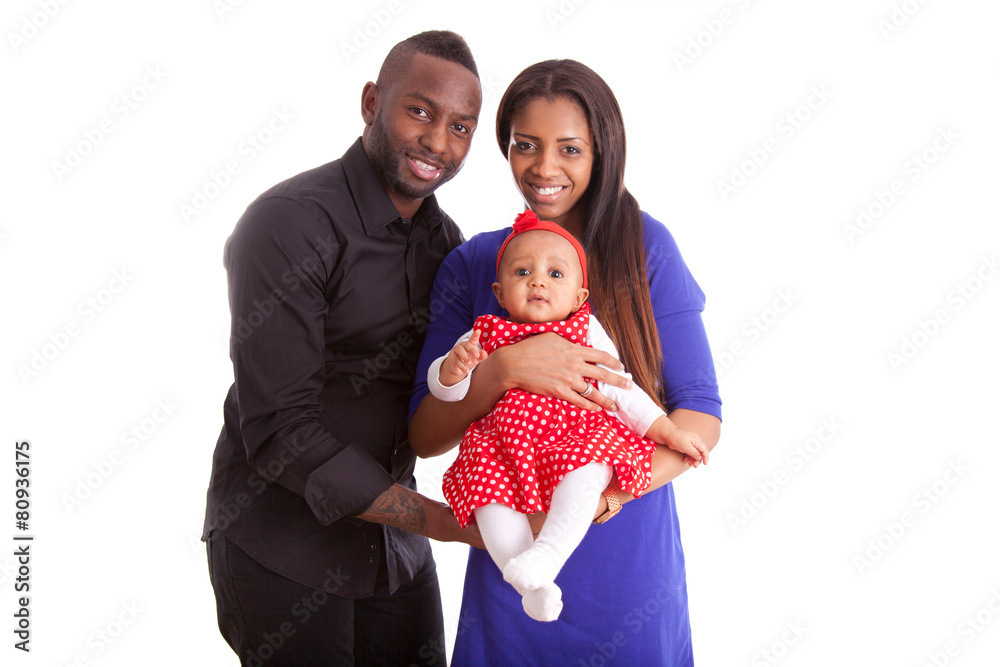 Portrait of a young african american couple with her baby girl Portrait of a young african american couple with her baby girl