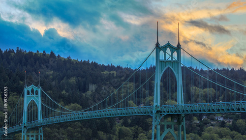 St. John's Bridge in Portland Oregon, USA photo