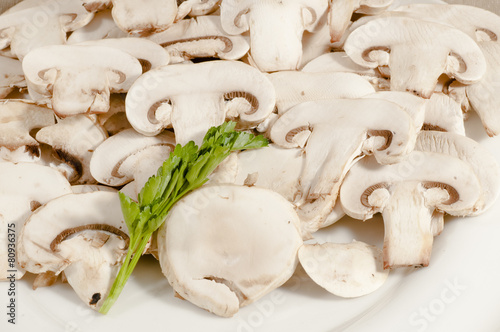 porcini mushrooms sliced and served
