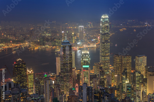 Hong Kong city skyline view from The Victoria Peak