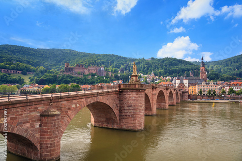 Heidelberg city skyline and Alte bridge, Germany