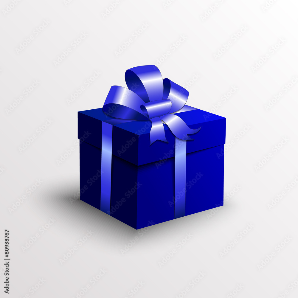 Vector abstract gift box with blue ribbon Vector abstract gift box with blue ribbon