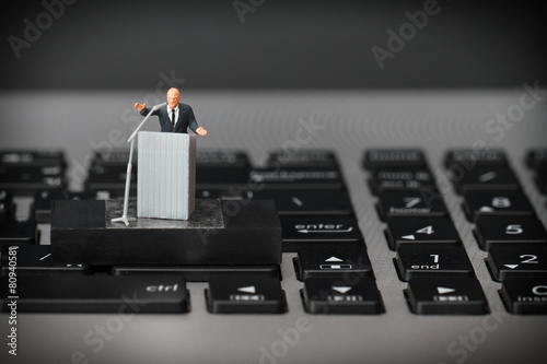 online conference concept-miniature speaker at Business Conferen photo