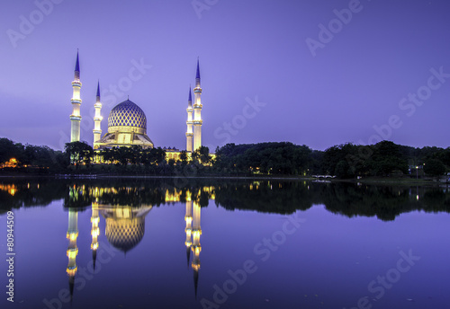 Shah Alam Mosque after sunset