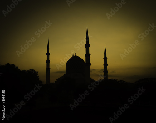 mosque silhouette during sunrise