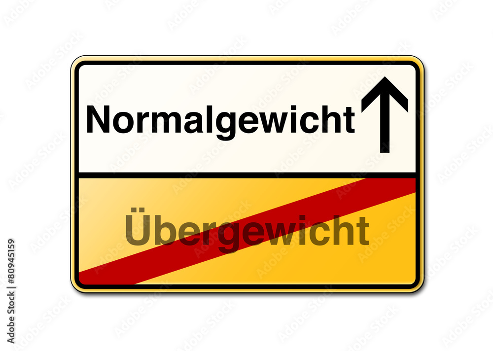 Normalgewicht Übergewicht Schild Normalgewicht Übergewicht Schild