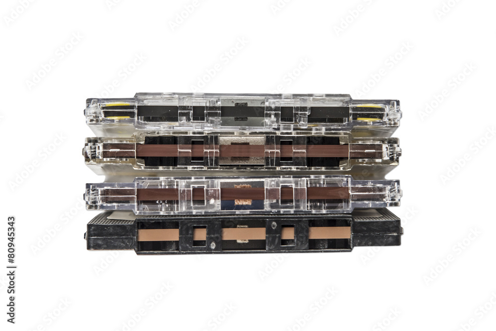 Retro audio tapes isolated on white background Retro audio tapes isolated on white background