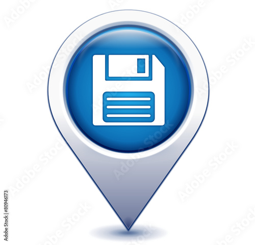 disquette sur marqueur géolocalisation bleu