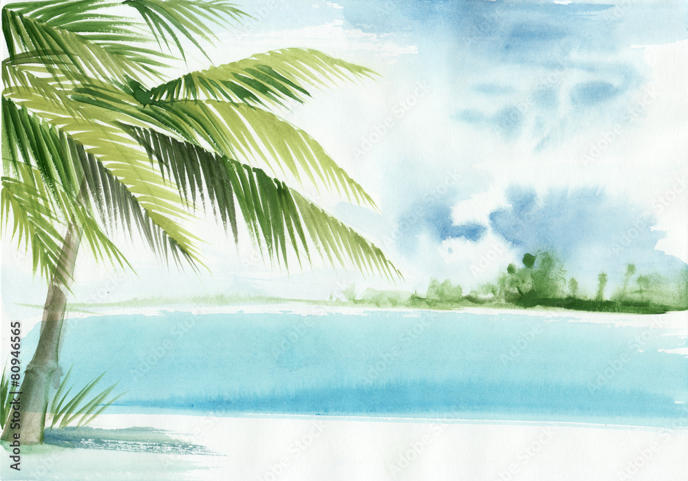Naklejka premium Palm beach resort