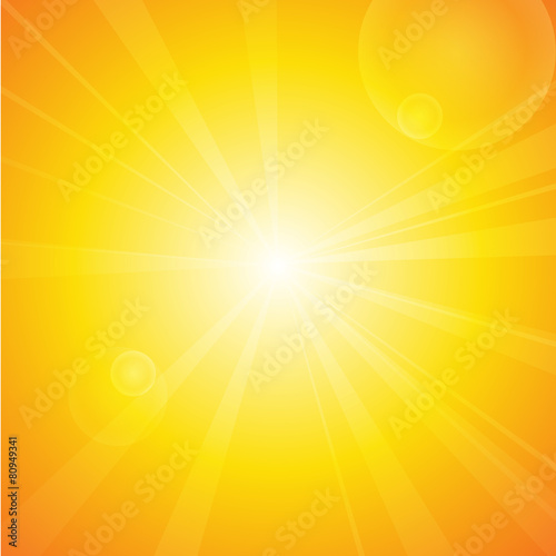 Vector : Summer background with sun and lens flare.