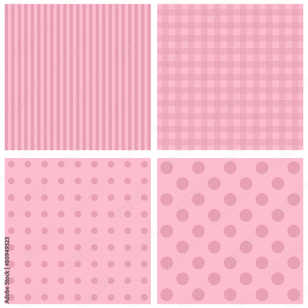 Set of pink  background patterns pastel tones.