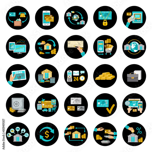 Set banking icons.