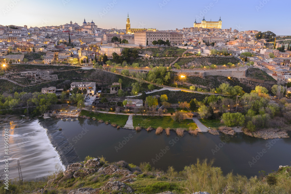 Panoramic view of Toledo at sunset (Spain)