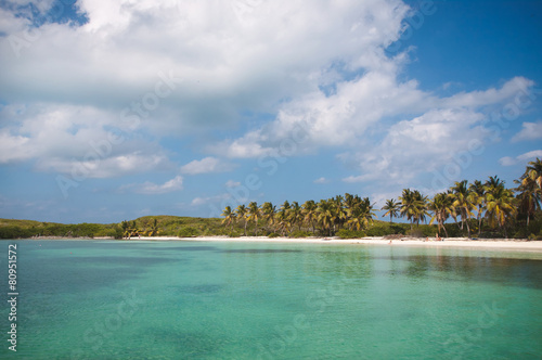 The sand beach on the Isla Contoy in Mexico