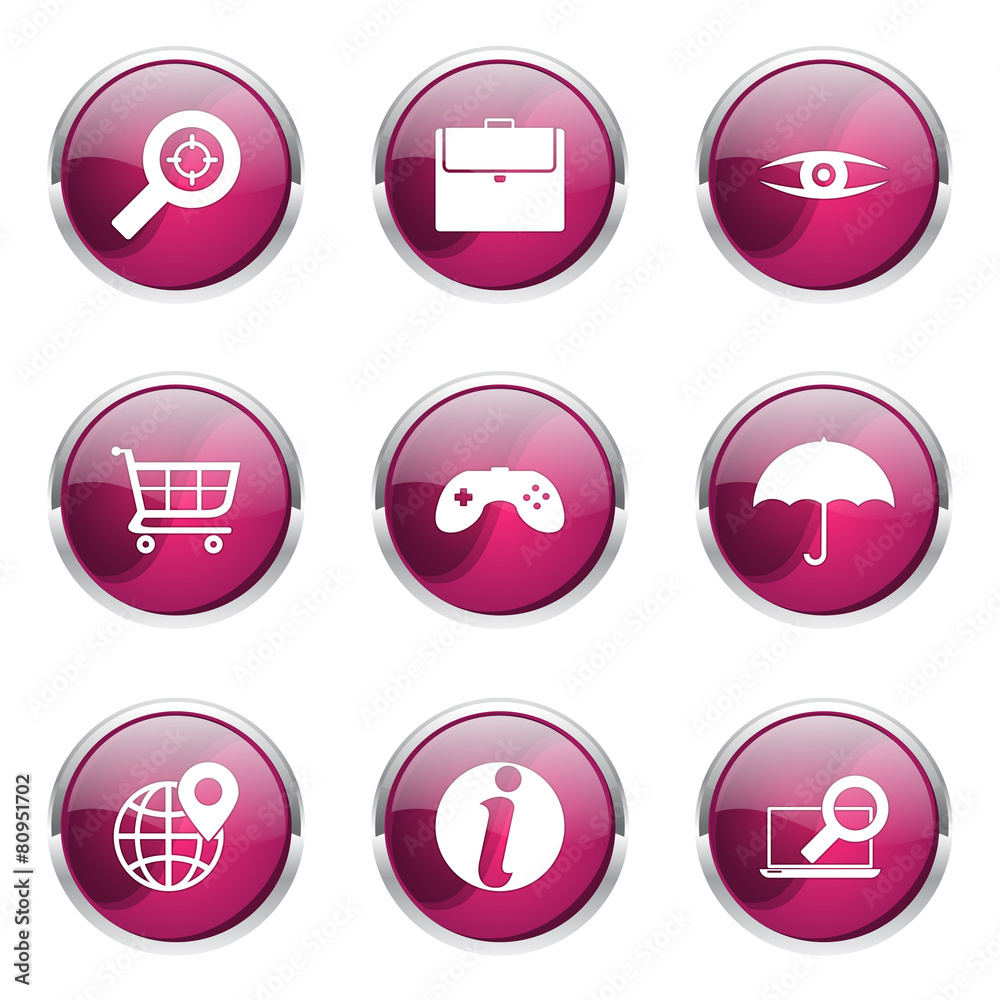 SEO Internet Sign Pink Vector Button Icon Design Set 10