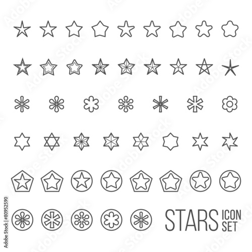 Vector set of star icons and pictograms