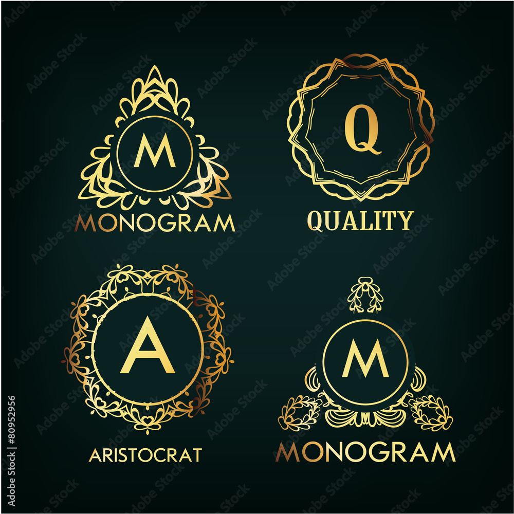Set of luxury, simple and elegant  monogram designs