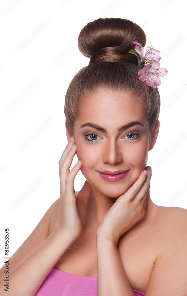 Face of beauty young woman isolated on white background Face of beauty young woman isolated on white background