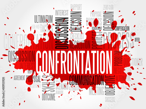 Confrontation word cloud, business concept