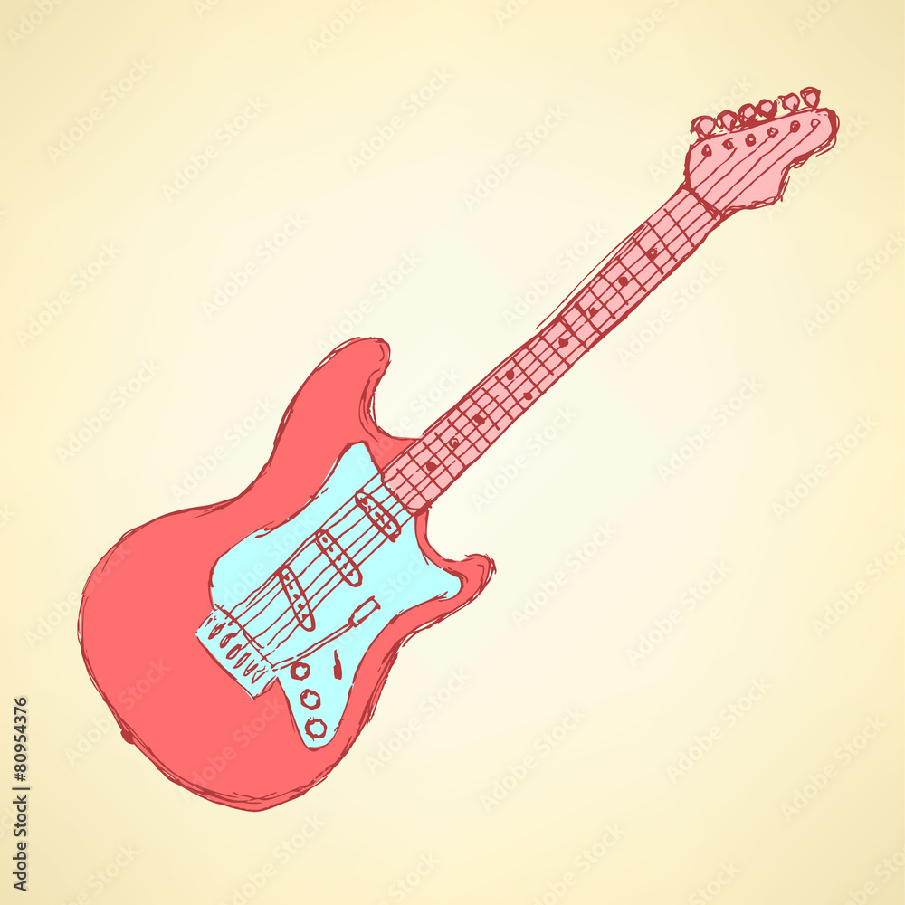 Obraz premium Sketch electric guitar musical instrument