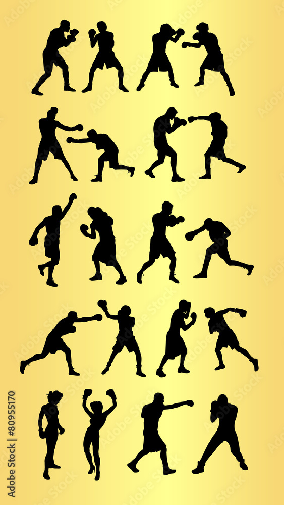 Boxing Silhouettes Vector