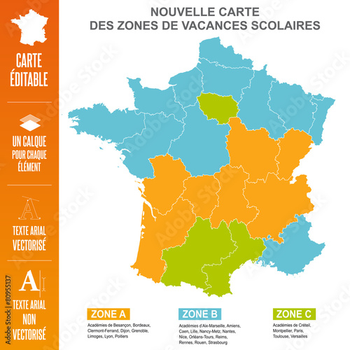 Nouvelle Carte des Zones de Vacances Scolaires
