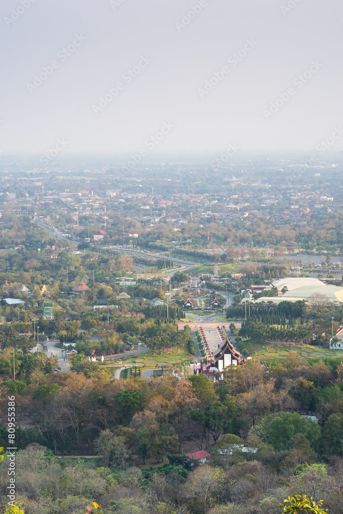 Mountain top view of Chiangmai in Thailand