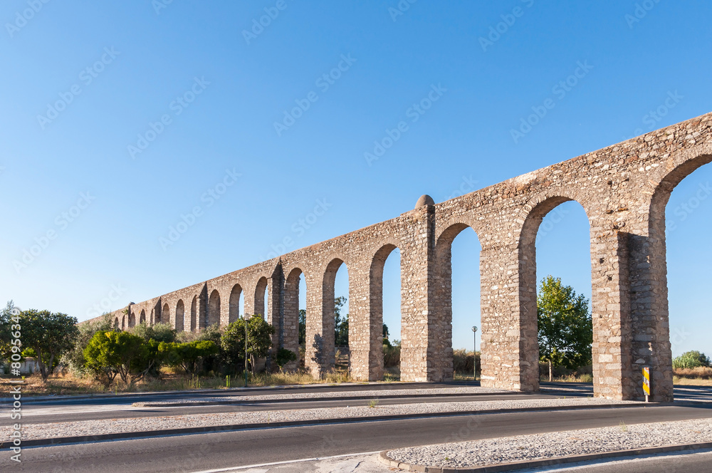 Ancient Roman aqueduct in Evora