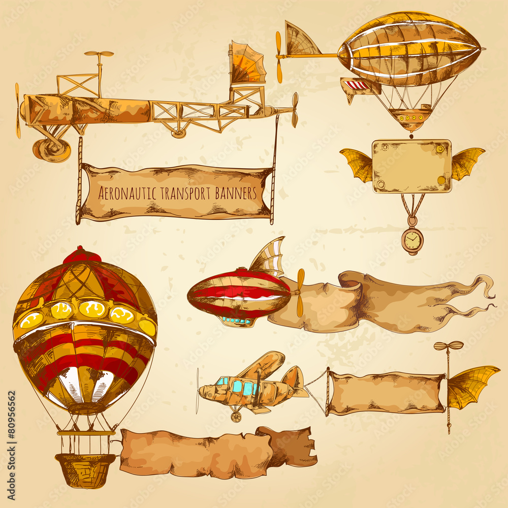 Obraz premium Airships With Banners