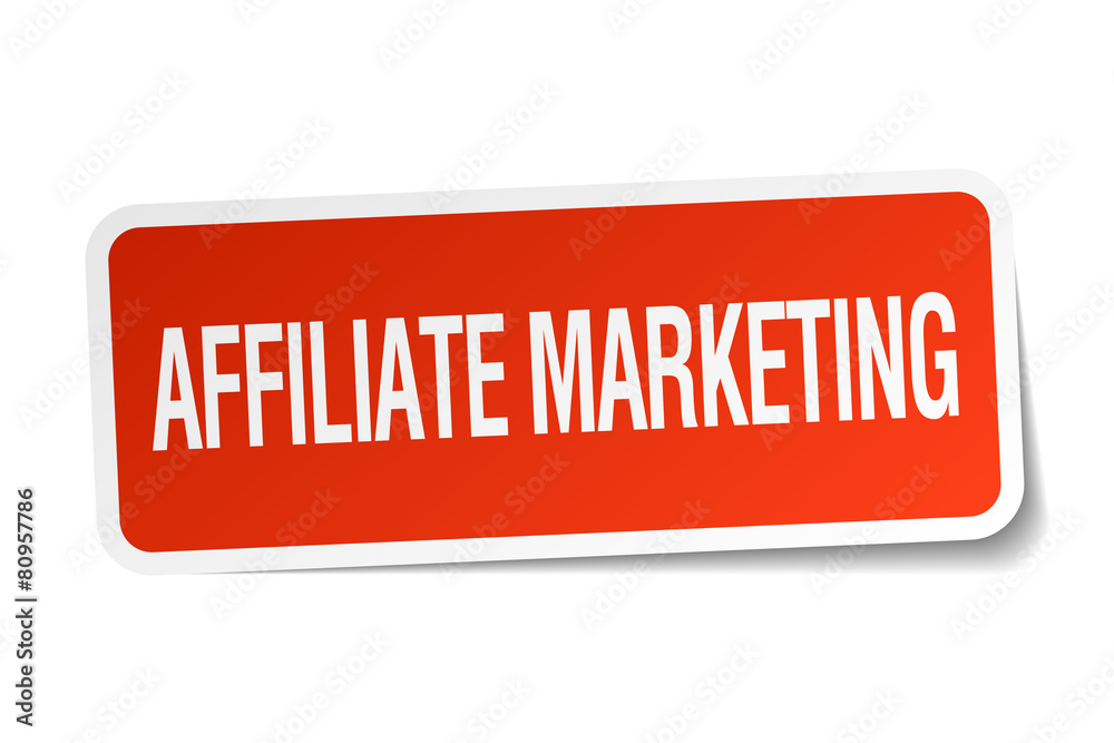 affiliate marketing red square sticker isolated on white affiliate marketing red square sticker isolated on white